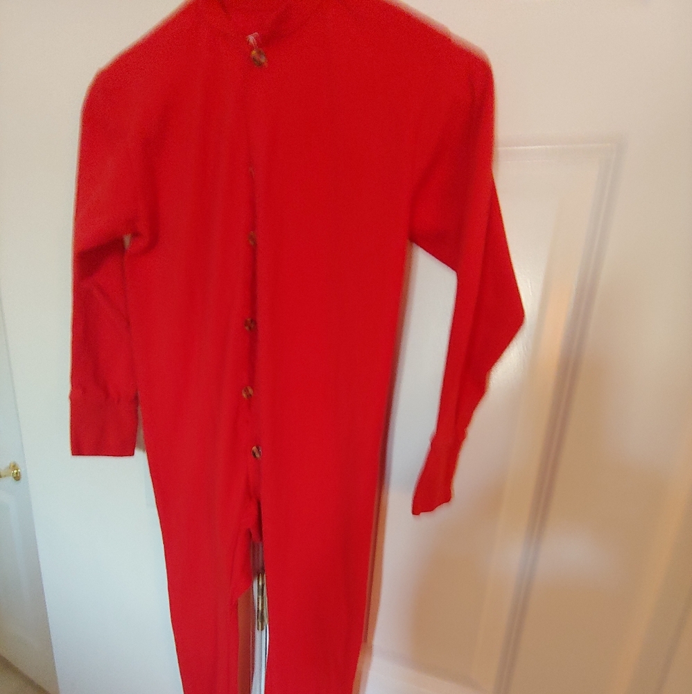 Vintage Red Button-Up Jumpsuit